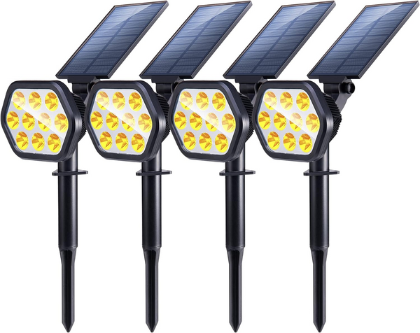 Nekteck Solar Lights Outdoor, 10 LED Landscape Spotlights Powered Wall Lights 2-in-1 Wireless(Warm White)