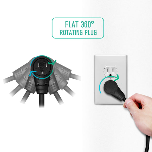 Nekteck 360º Rotating Flat Plug Extension Cord