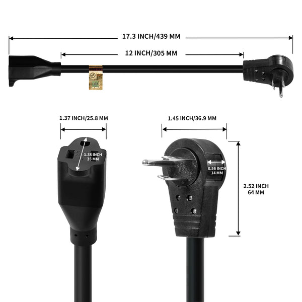 Nekteck 360º Rotating Flat Plug Extension Cord