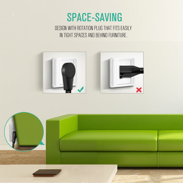 Nekteck 360º Rotating Flat Plug Extension Cord