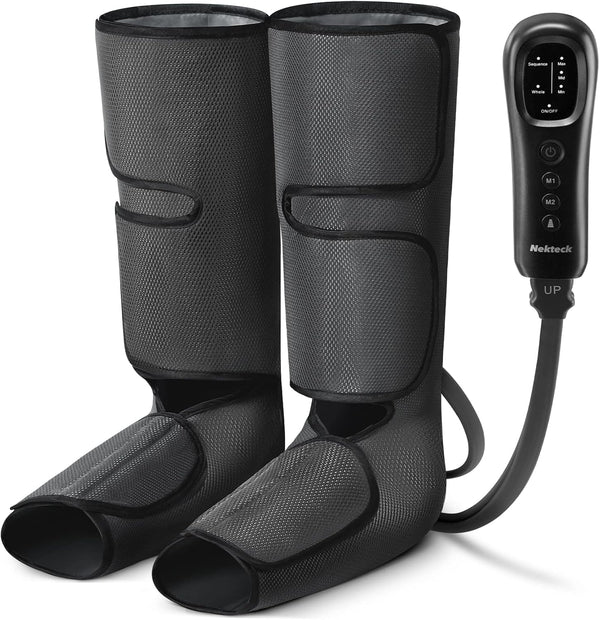 Nekteck Leg Massager, Air Compression Foot and Calf Massager,Handheld Controller - Gray