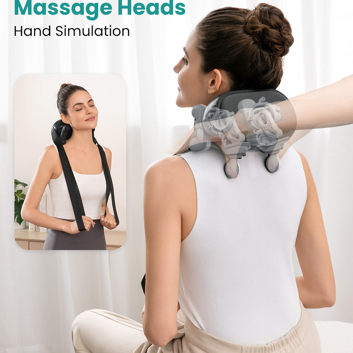 Nekteck Neck Massager with Heat, Cordless Electric Deep Tissue 6D Knea