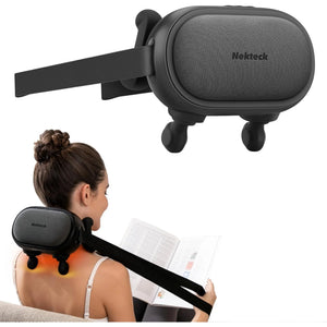 Nekteck Cordless Shiatsu Neck and Back Massager with Heat, 6D Deep Kneading Shoulder Massager, Rechargeable Massage Pillow with 3 Modes, 2 Intensity Levels, 10-Min Auto Shutoff, Gift for Men Women