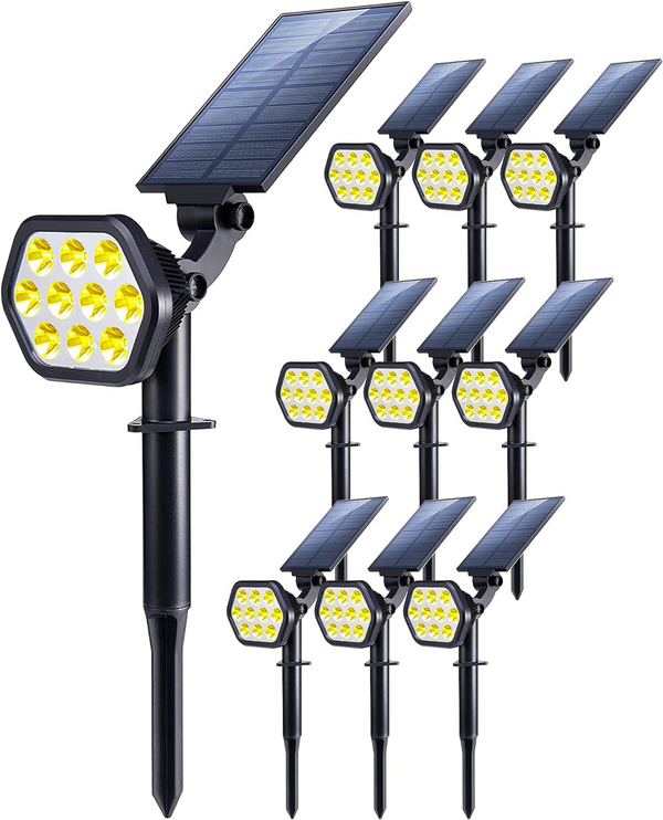 Nekteck Solar Lights Outdoor, 10 LED Landscape Spotlights Powered Wall Lights 2-in-1 Wireless(Warm White)