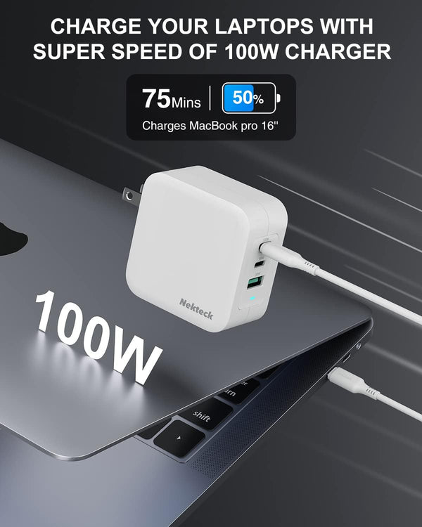 Nekteck GaN Charger 100W USB C Charger 3-Ports