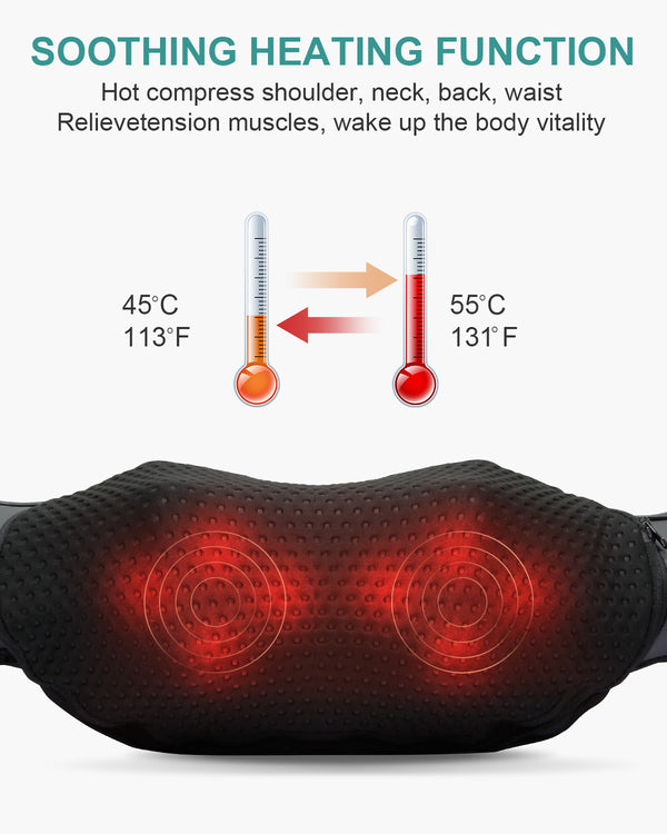 Nekteck Cordless Neck and Back Massager for Pain Relief Deep Tissue, Shiatsu Neck Massager with Heat, Portable Massage Pillow for Shoulder, Leg, Body