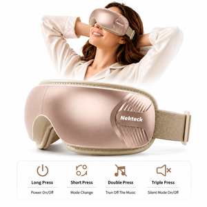 Nekteck Eye Massager with Heat, Air Compression Eye Massage Mask with Bluetooth Music, 5 Modes, Rechargeable Heated Eye Massager with Adjustable Strap, Gift for Women Men, Fathers Day Gift/Christmas