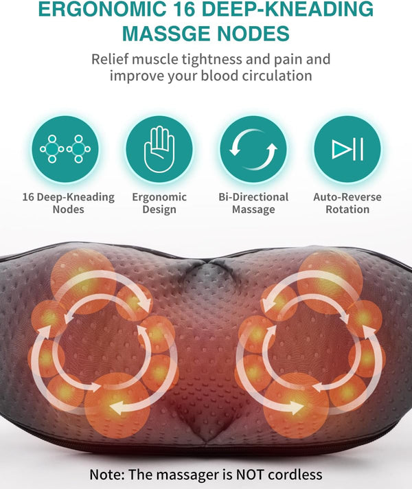 Nekteck Shiatsu Neck and Back Massager(Cordless)