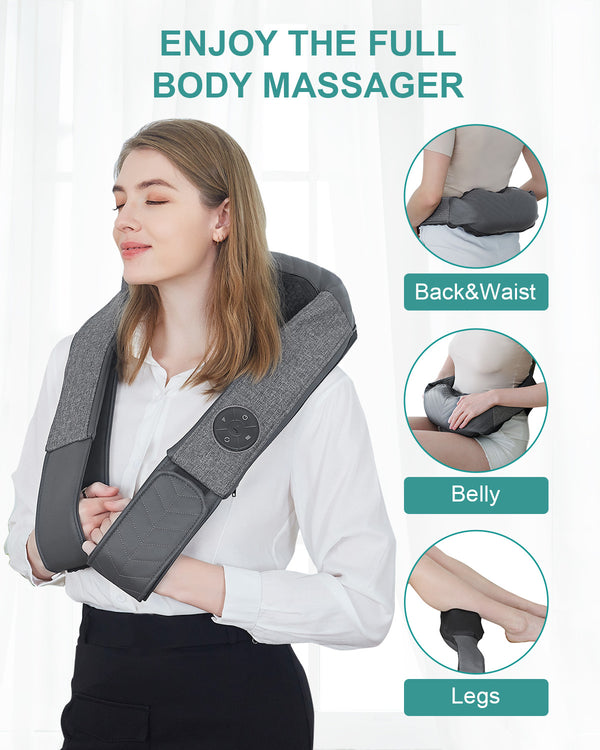 Nekteck Cordless Neck and Back Massager for Pain Relief Deep Tissue, Shiatsu Neck Massager with Heat, Portable Massage Pillow for Shoulder, Leg, Body