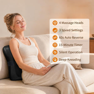 Nekteck Cordless Deep Tissue Back Massager Pillow with Heat