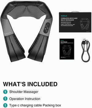 Nekteck Cordless Shiatsu Neck and Back Massager Package Details