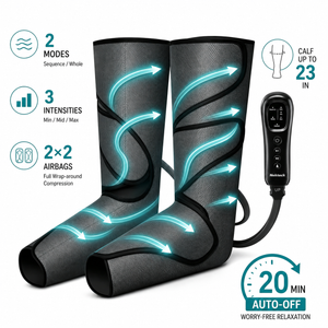 Nekteck Leg Compression Massager, Air Compression Leg Massager for Circulation and Pain Relief, Foot and Leg Massager Compression Boots with Recovery System, 2 Modes 3 Intensities, Father Days Gifts