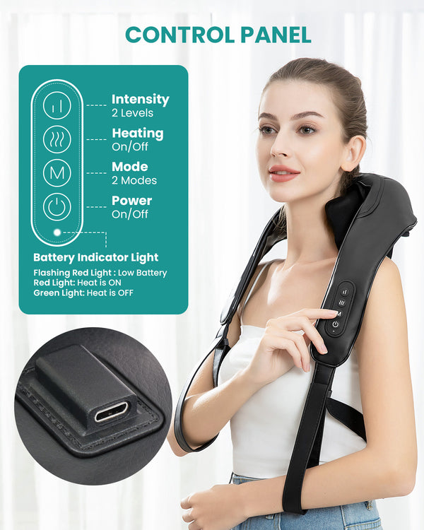 Nekteck Neck Massager Cordless 6D Shiatsu Neck and Back Massager