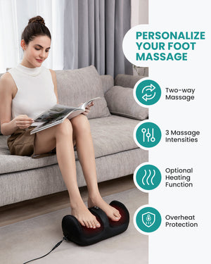 Nekteck Foot Massager with Heat & Foot Roller, Shiatsu Calf Leg Massager for Circulation and Neuropathy Pain Relief for Feet Care Home Office Gadgets Relaxing Massage Tools Gifts for Women Men Dad
