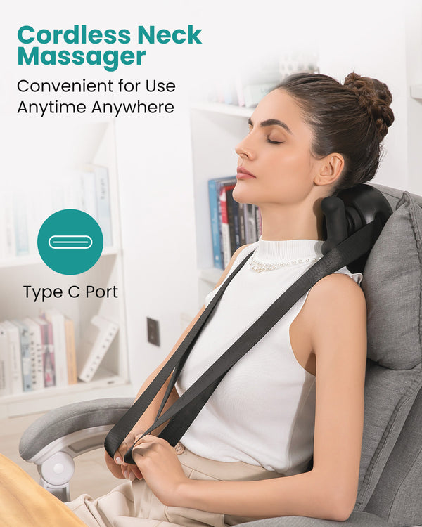 Nekteck Neck Massager with Heat, Cordless Electric Deep Tissue 6D Kneading Massage Pillow