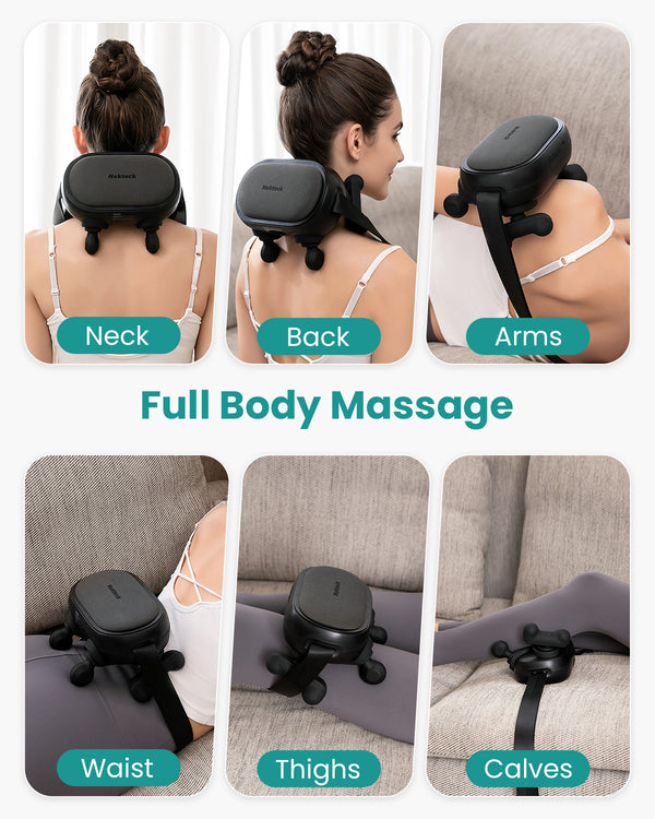 Nekteck Neck Massager with Heat, Cordless Electric Deep Tissue 6D Kneading Massage Pillow