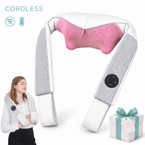 Nekteck Neck Massager Cordless Shiatsu Neck and Should Massager with Heat for Pain Relief Deep Tissue, Portable Kneading Back Massage Pillow, Gifts for Mom Dad Women Men, Office/Work/Car/Home Use