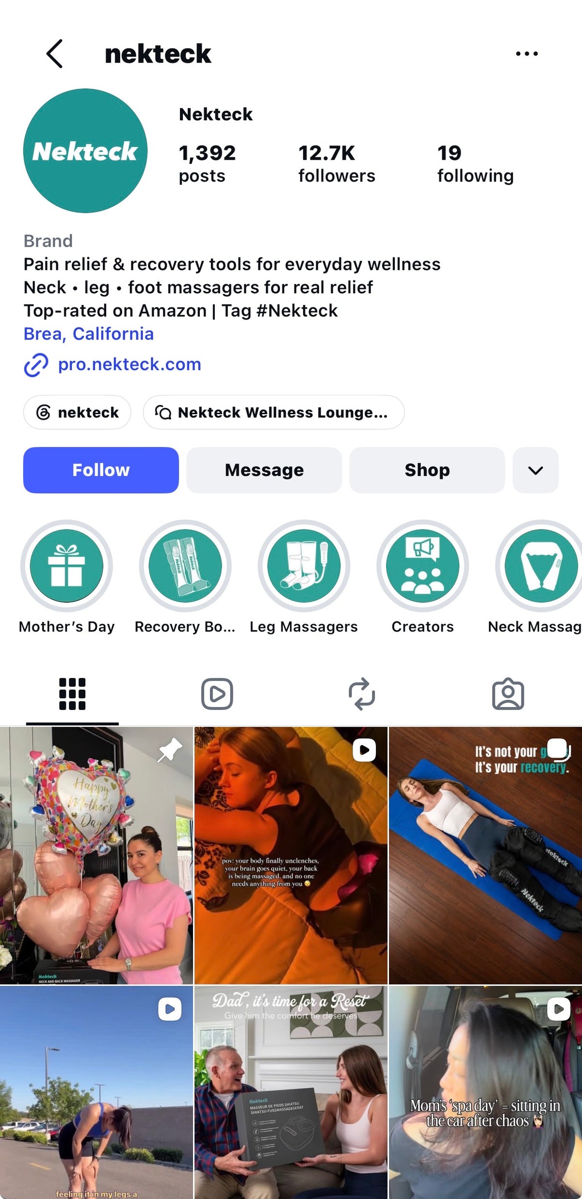 Nekteck Instagram profile