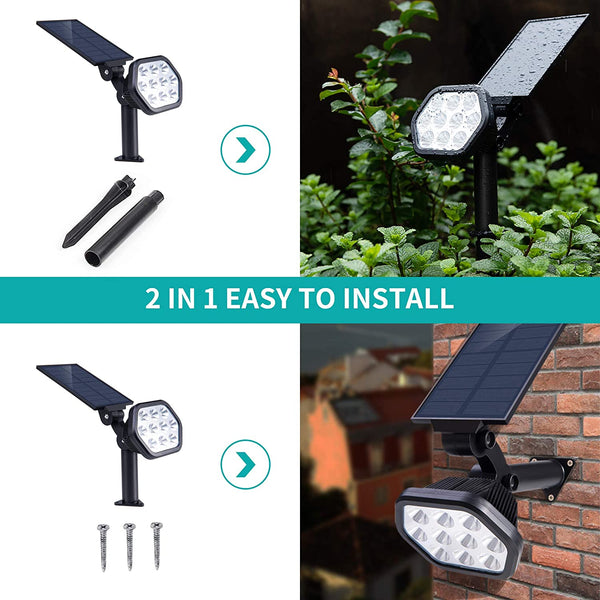 Nekteck Solar Lights Outdoor, 10 LED Landscape Spotlights Powered Wall Lights 2-in-1 Wireless(Warm White)