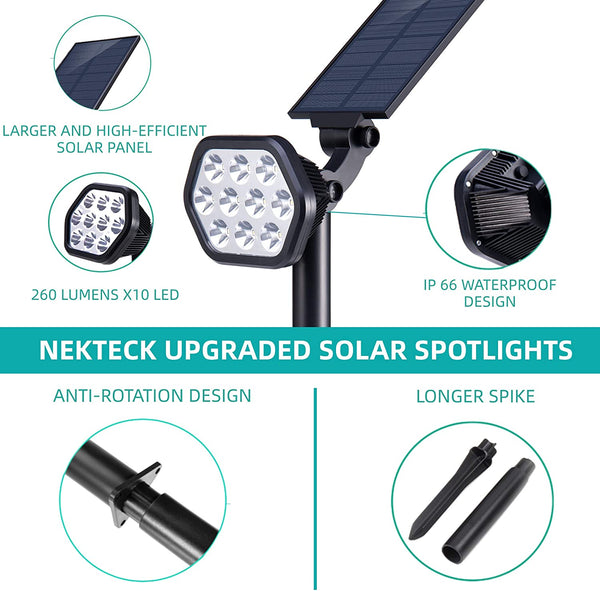 Nekteck 10 LED Solar Spotlights (2 Pack)