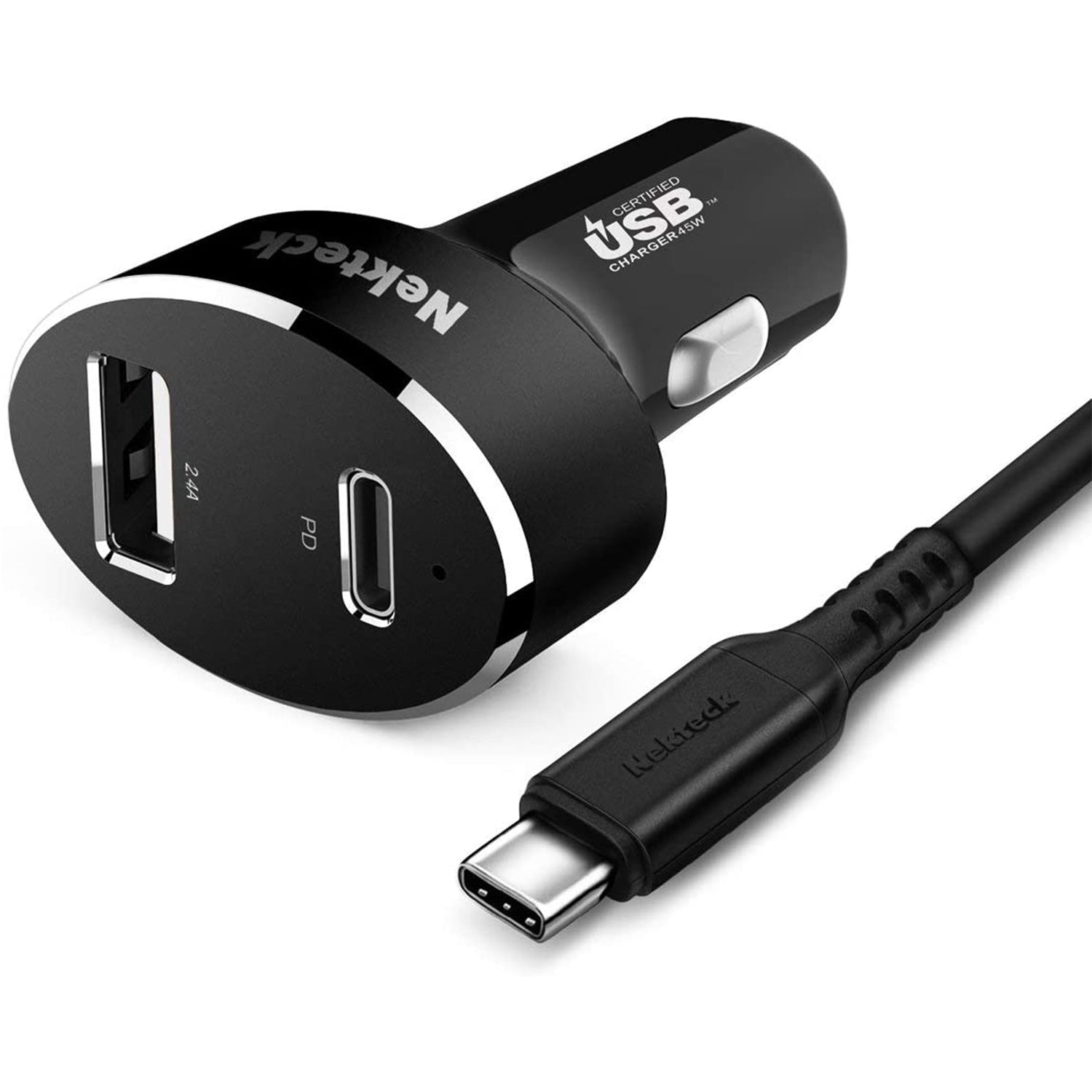 Nekteck USB-IF Certified USB Type C Car Charger with PD Power Delivery 45W & USB-A