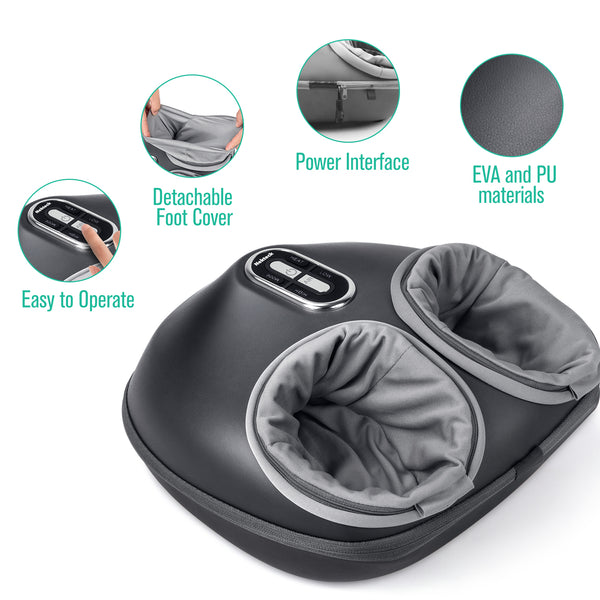 Nekteck Neck Massager and FM01 Foot Massager Machine with Heat Bundle (Gray)