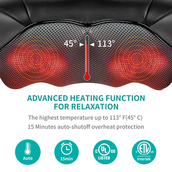 Secura Shiatsu Neck Shoulder and Back Massager with Heat Kneading, Shoulder  Massager Electric Deep Tissue Massage Pillow for Nekteck, Legs, Muscle,  Body Pain Relief, Work, Home Office, and Car Use 