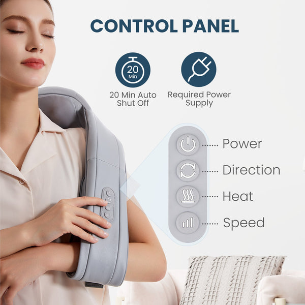 Nekteck Shiatsu Back and Neck Massager with Adjustable Heat and Strap, Deep