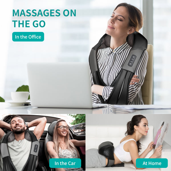 Back Massager, Shiatsu Neck Massager with Heat, Electric Shoulder Gray